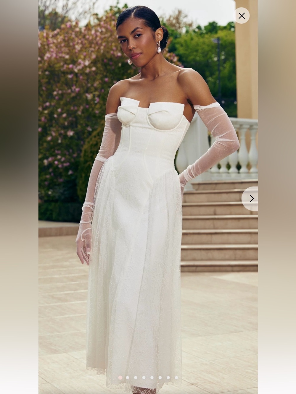 Strapless White Corset Midi Wedding Dress